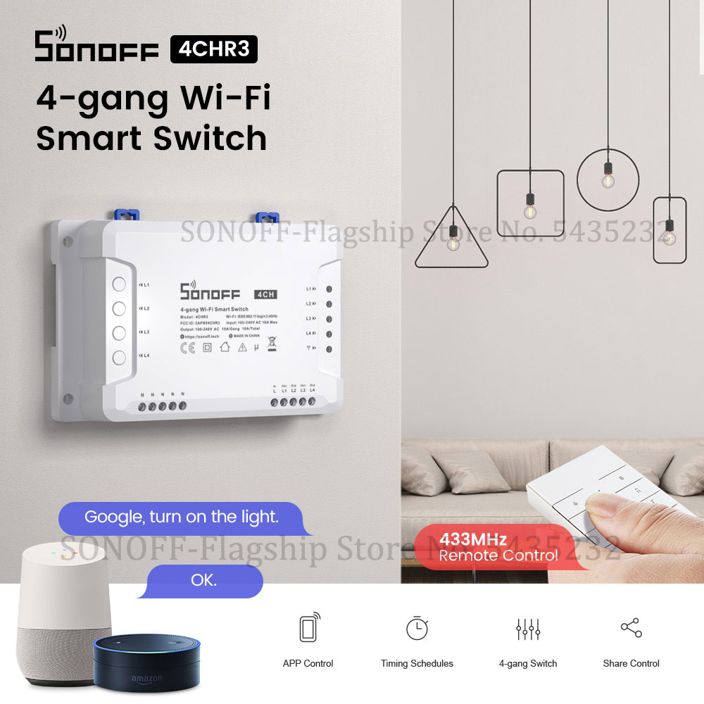 Smart Home Automation Kit - Itead SONOFF 4CH R3 Wifi Wireless