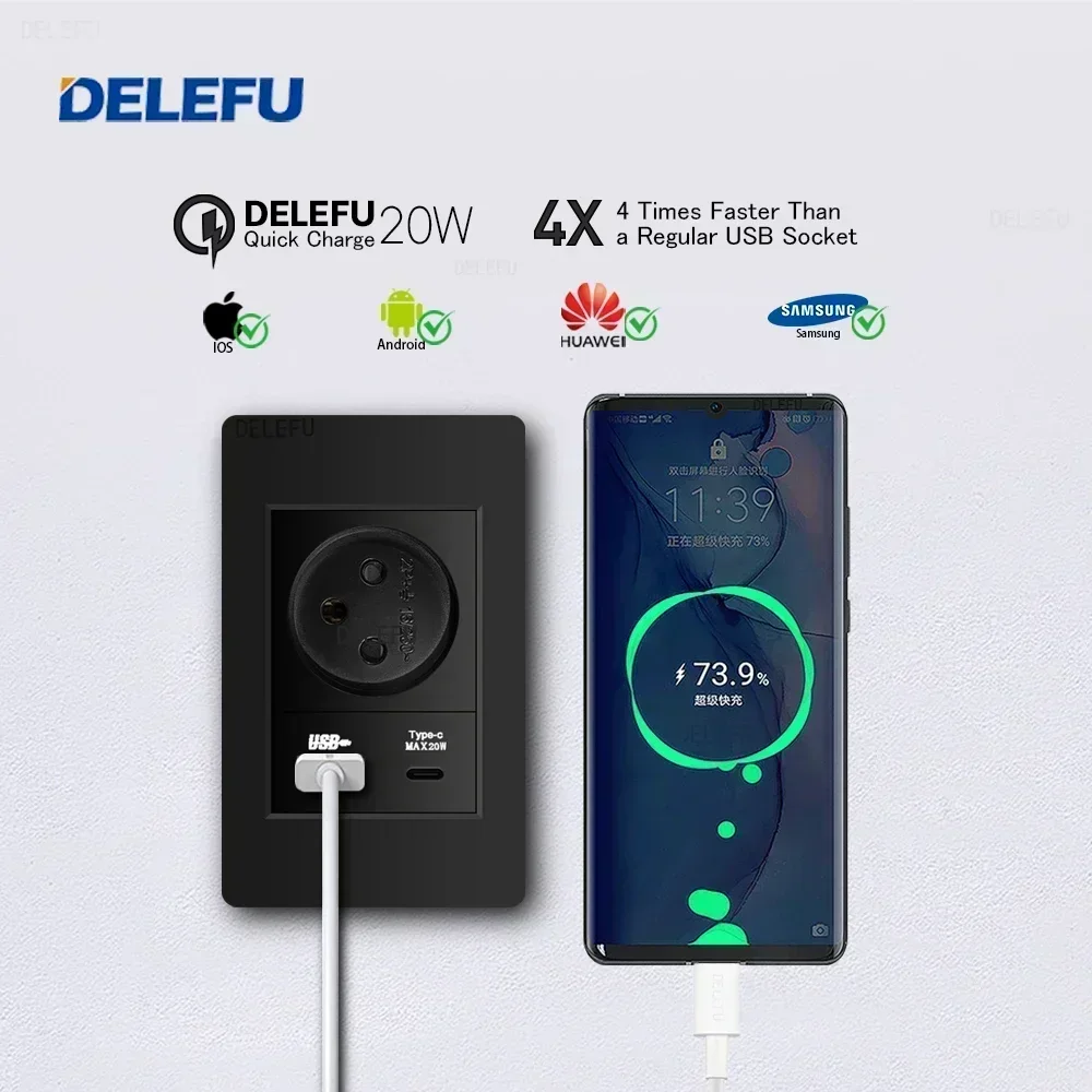 DELEFU Black Retardant PC Isra - огляд і ціна Smart Light Switch Wifi