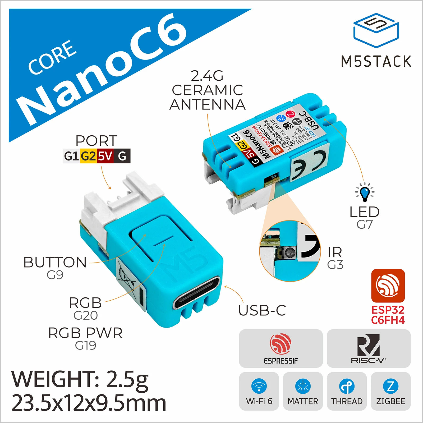 M5Stack NanoC6 ESP32-C6 Develo - огляд і ціна Esp32 Smart Home Kit